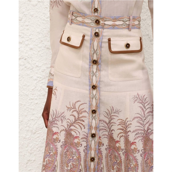 Zimmermann Alchemy A-Line Nederdel, Cream Paisley